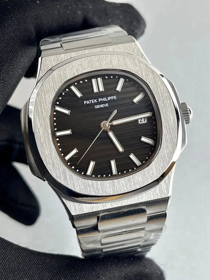 Patek Philippe Nautilus Silver Black Wexton Watches 