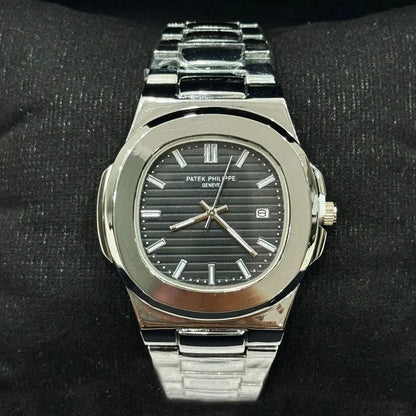 Patek Philippe Nautilus Silver Black Wexton Watches 