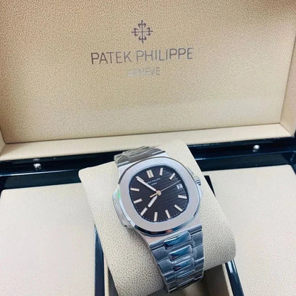 Patek Philippe Nautilus Silver Black Wexton Watches 