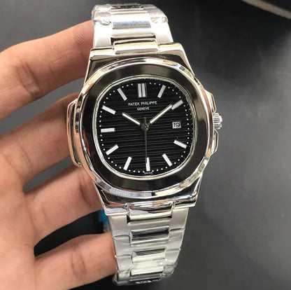 Patek Philippe Nautilus Silver Black Wexton Watches 